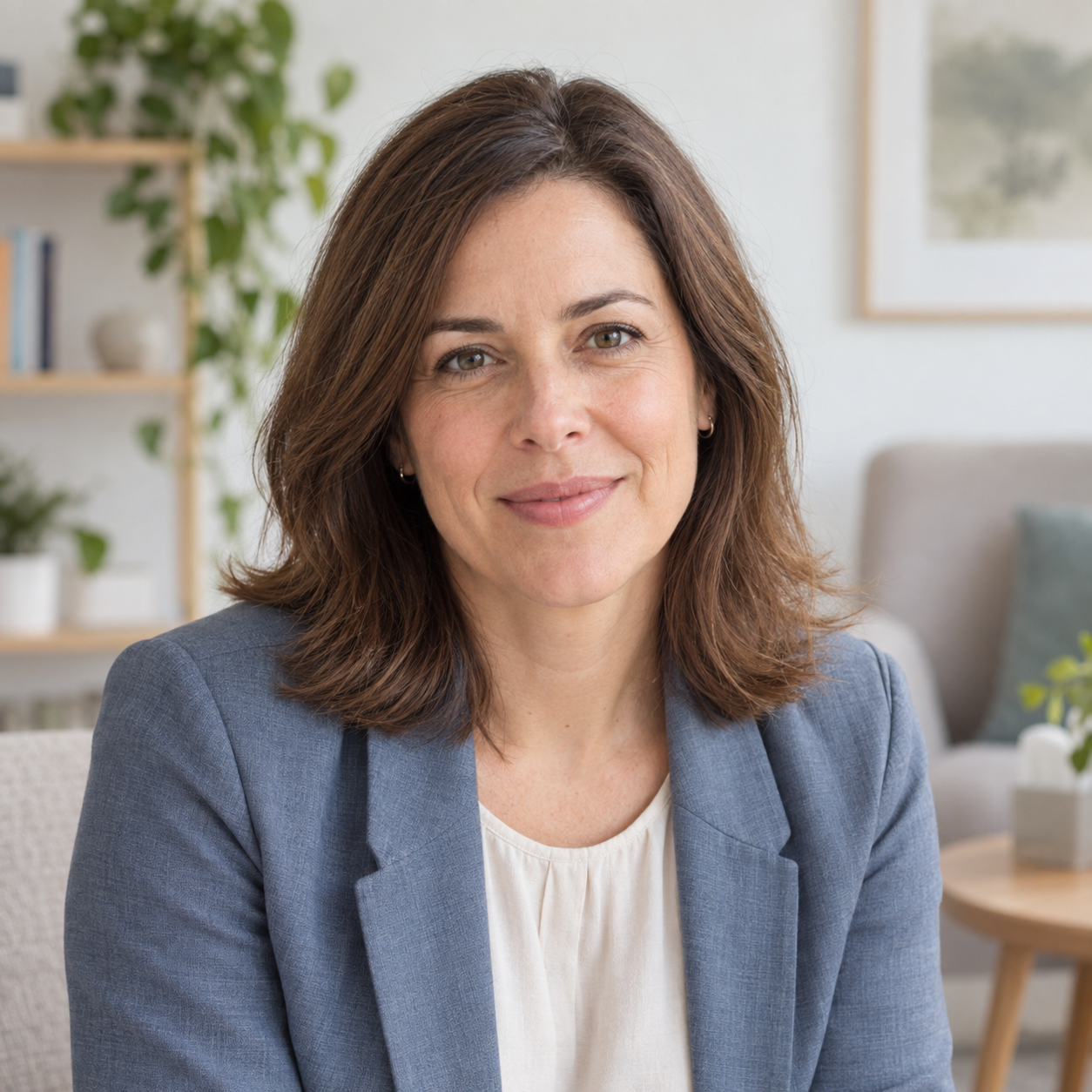 Retrato generado con IA para el perfil ficticio de Inés Duarte
